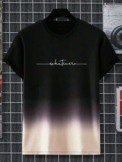 Gradient Letter Print T Shirts-Vacay Outfit