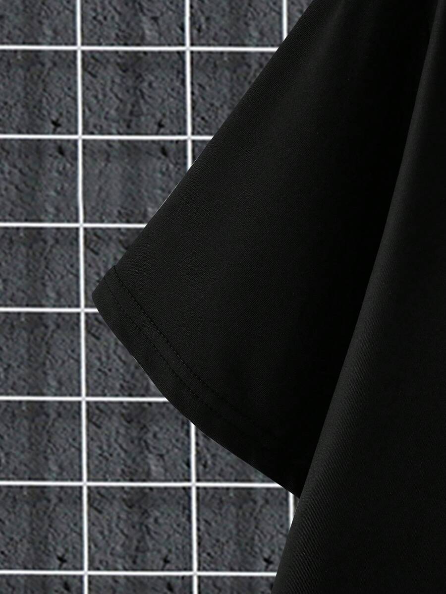 Gradient Letter Print T Shirts-Vacay Outfit