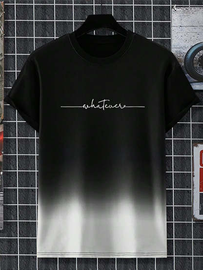 Gradient Letter Print T Shirts-Vacay Outfit