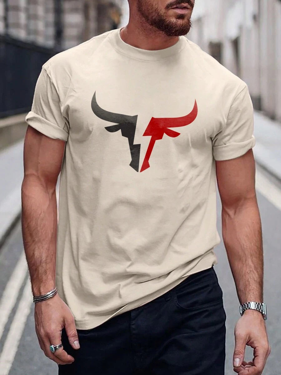 Round Collar Graphic Printed T Shirts-Vacay Outfit