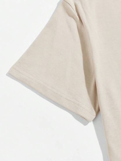 Round Collar Graphic Printed T Shirts-Vacay Outfit