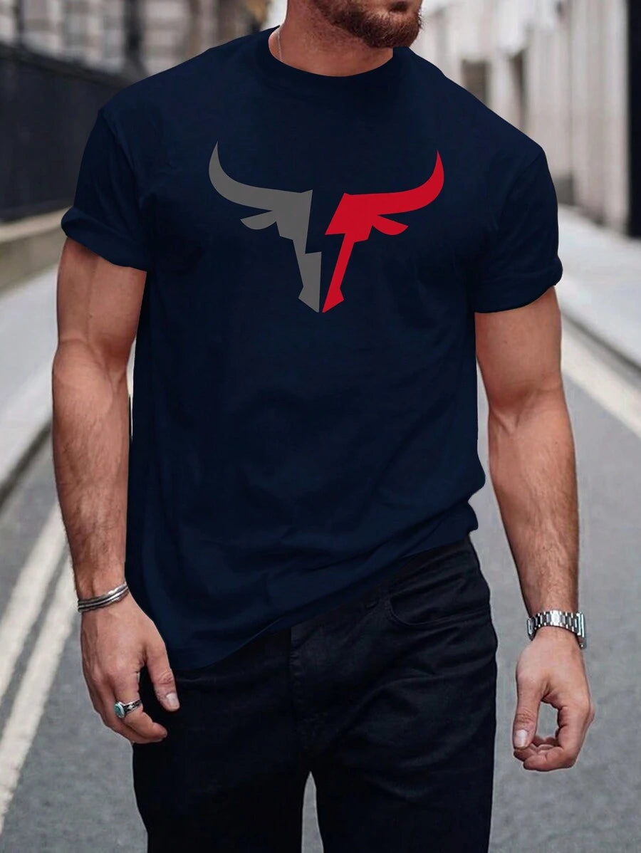 Round Collar Graphic Printed T Shirts-Vacay Outfit