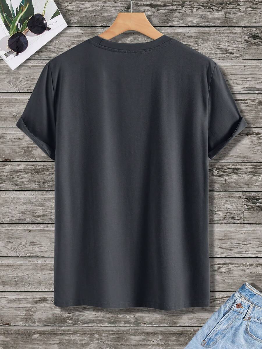 Round Collar Graphic Printed T Shirts-Vacay Outfit