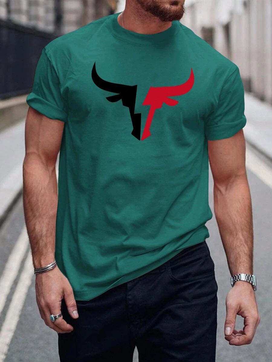 Round Collar Graphic Printed T Shirts-Vacay Outfit
