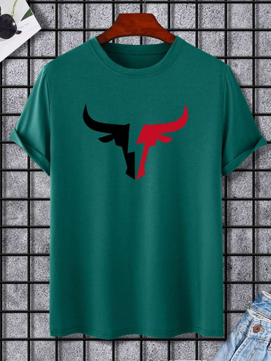 Round Collar Graphic Printed T Shirts-Vacay Outfit