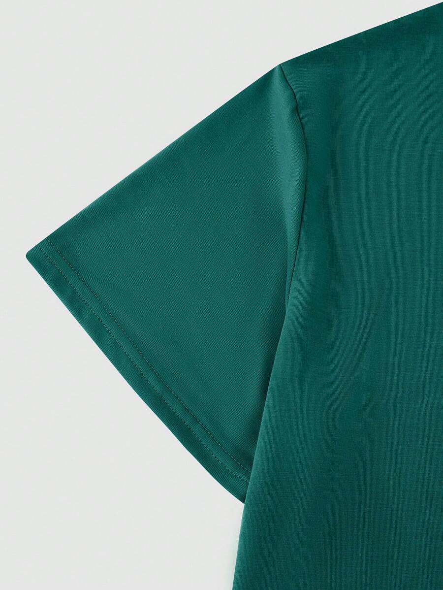 Round Collar Graphic Printed T Shirts-Vacay Outfit