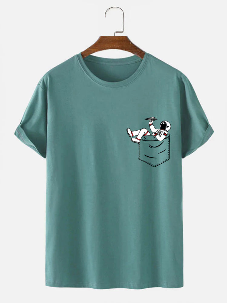 Astronaut Pocket Print T-Shirt-Vacay Outfit