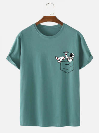 Astronaut Pocket Print T-Shirt-Vacay Outfit