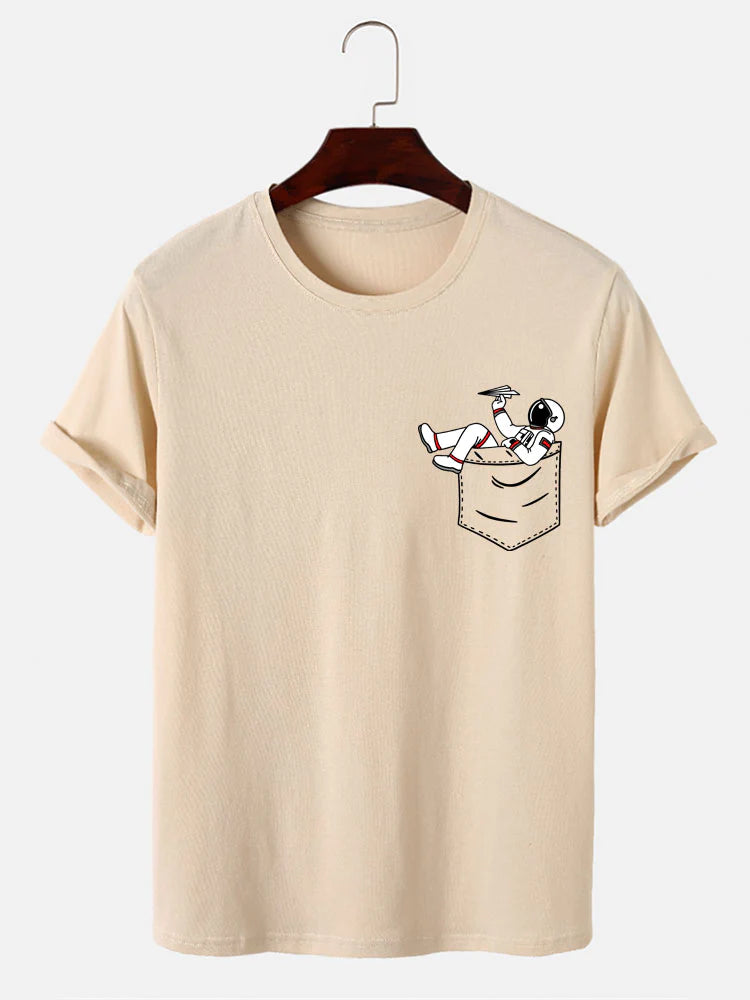 Astronaut Pocket Print T-Shirt-Vacay Outfit