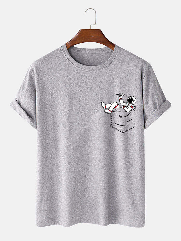 Astronaut Pocket Print T-Shirt-Vacay Outfit