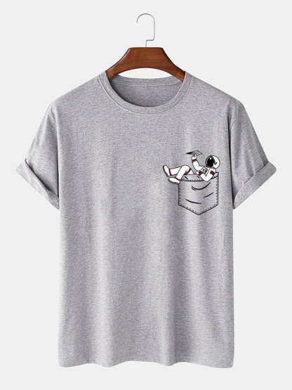 Astronaut Pocket Print T-Shirt-Vacay Outfit