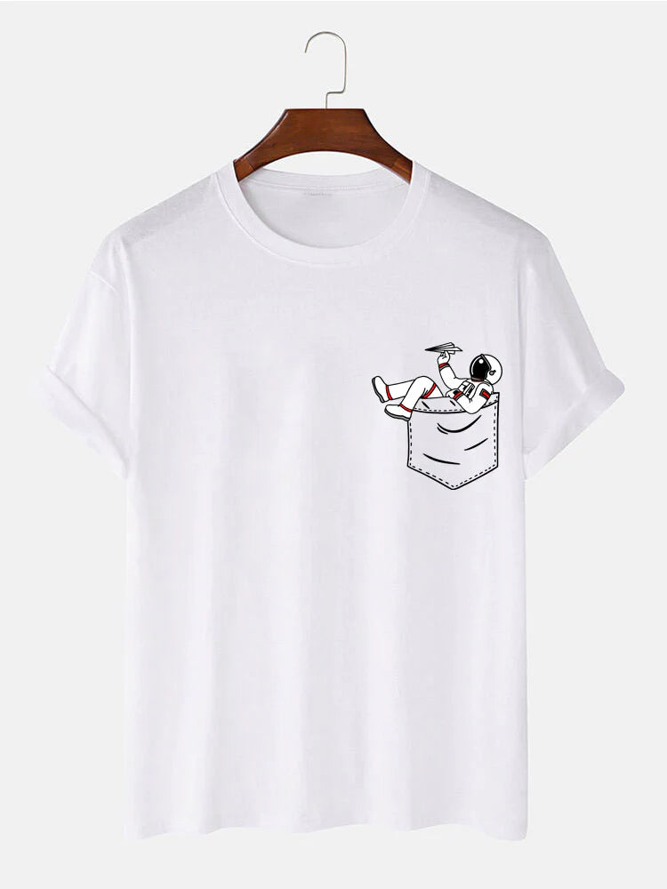 Astronaut Pocket Print T-Shirt-Vacay Outfit