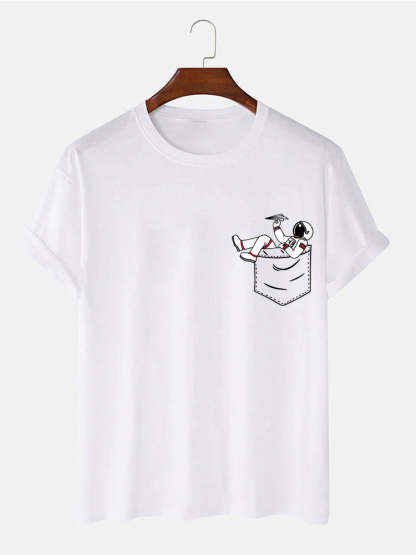 Astronaut Pocket Print T-Shirt-Vacay Outfit