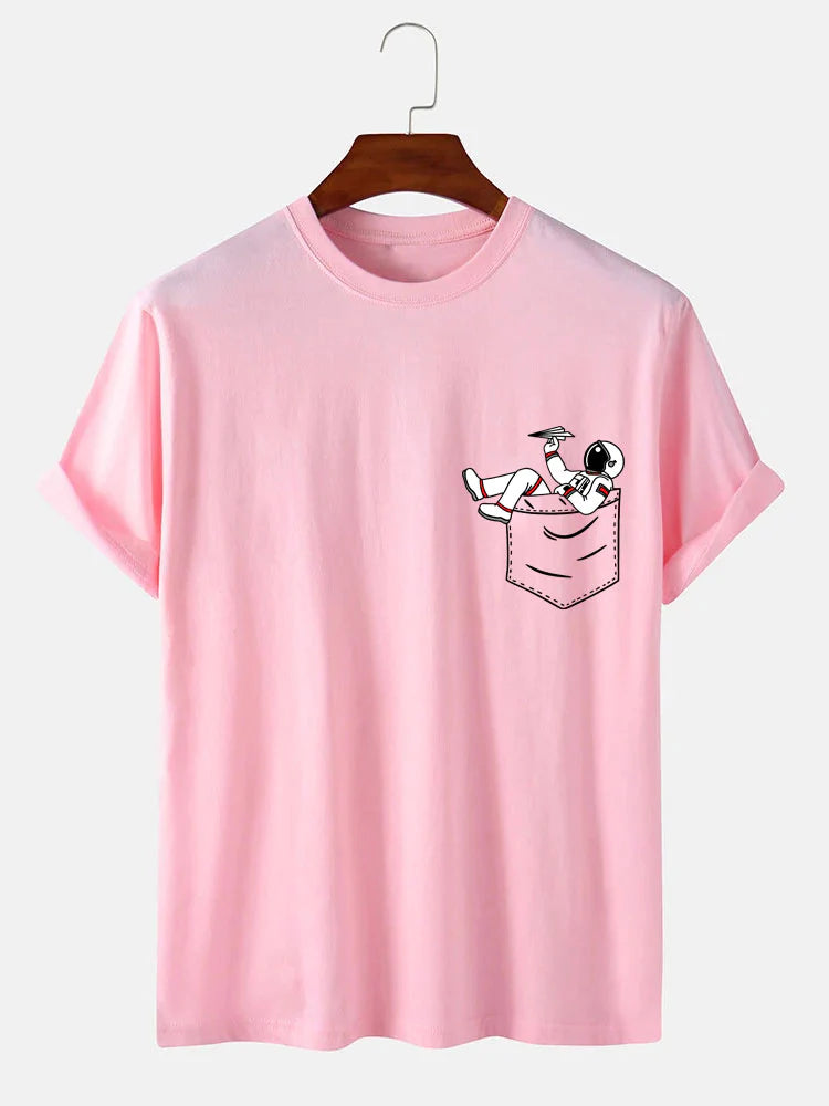 Astronaut Pocket Print T-Shirt-Vacay Outfit
