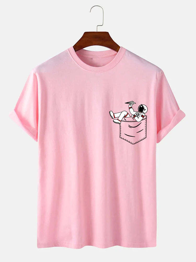 Astronaut Pocket Print T-Shirt-Vacay Outfit