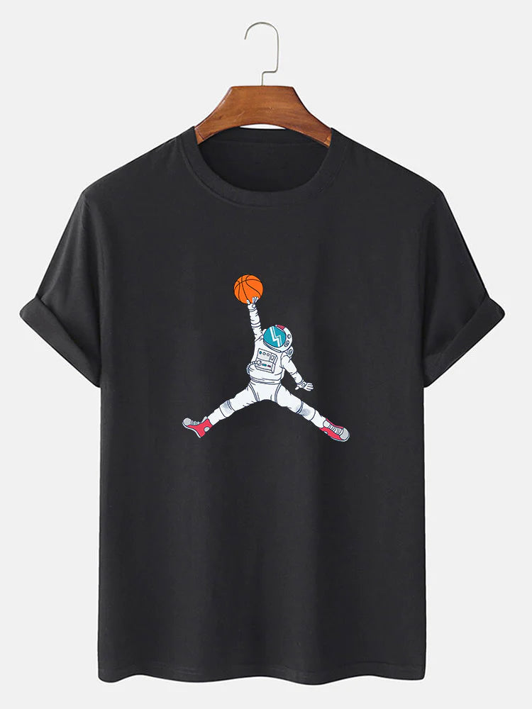 Men's Graphic T-Shirt Cotton Basketball Astronaut Print in the Vacay Outfit Back-to-School planning guide