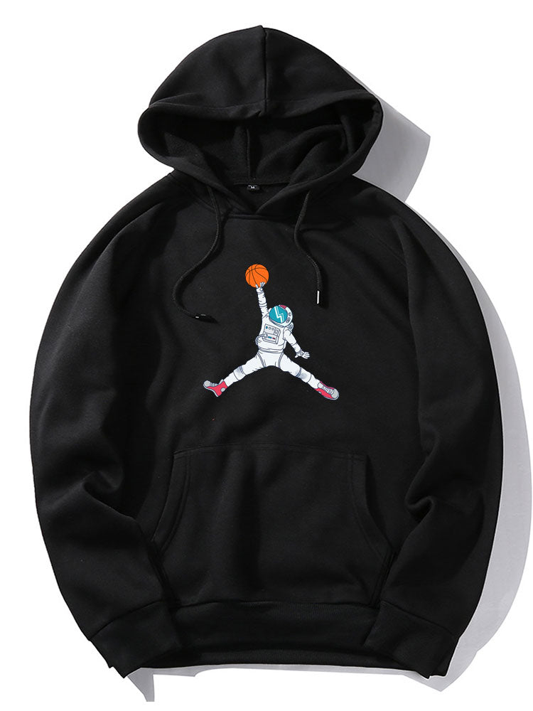 Basketball Astronaut Print Hoodie-Vacay Outfit