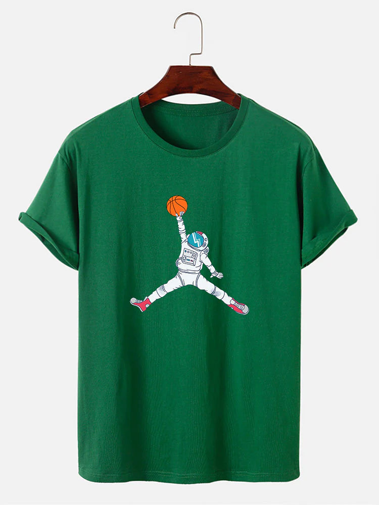 Basketball Astronaut Print T-Shirt-Vacay Outfit