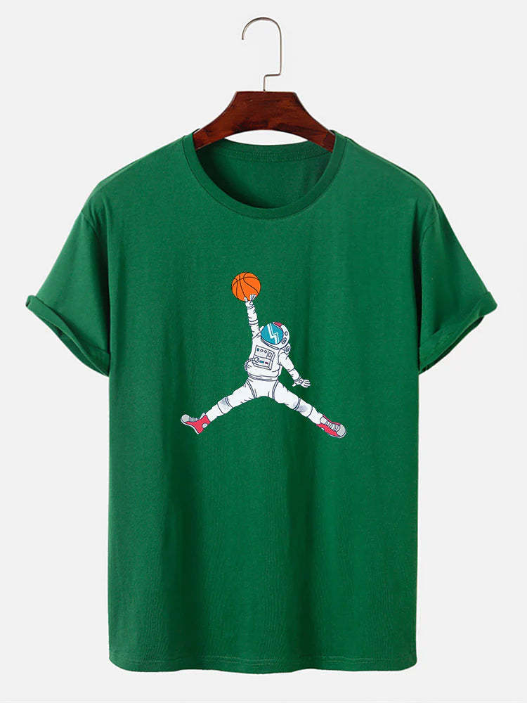 Basketball Astronaut Print T-Shirt-Vacay Outfit