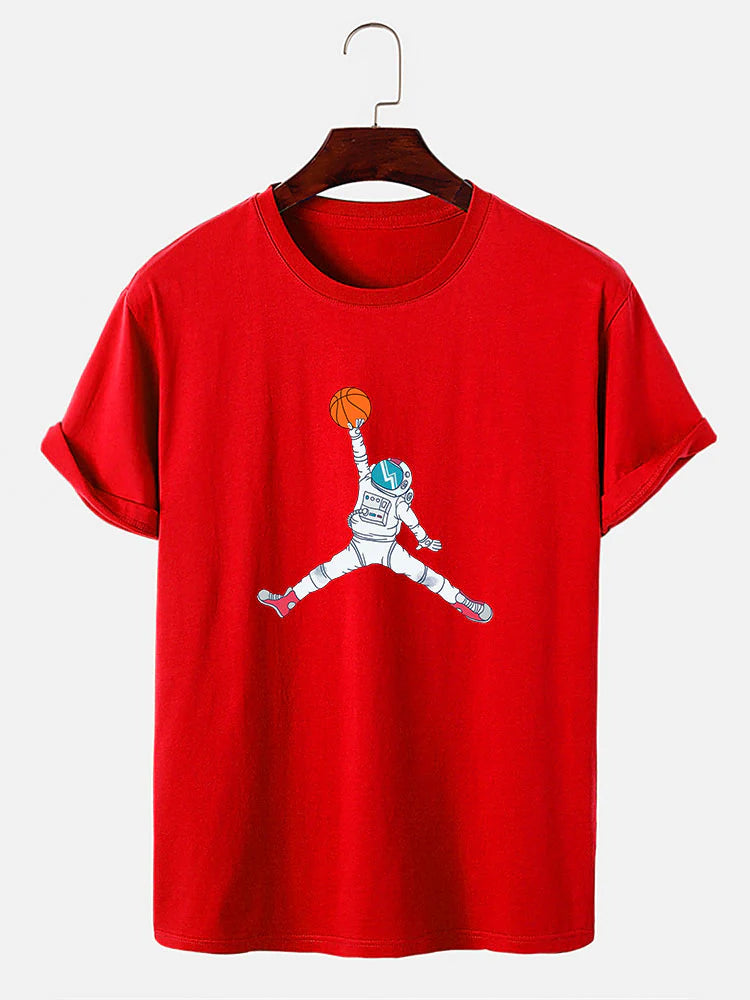 Basketball Astronaut Print T-Shirt-Vacay Outfit