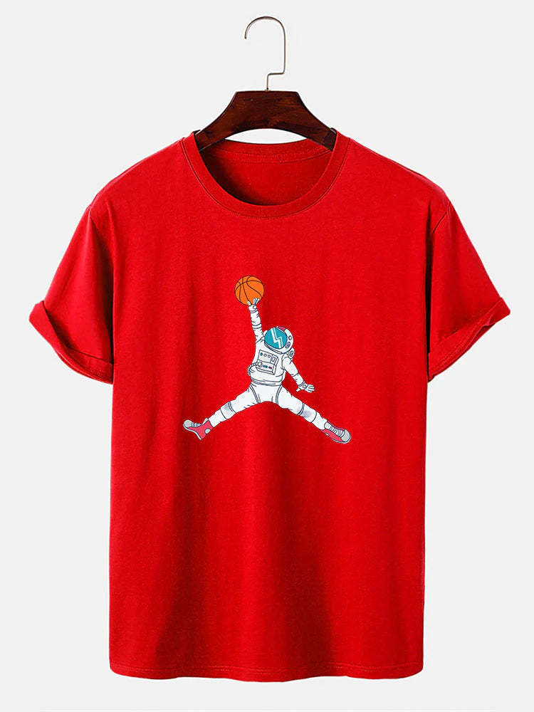 Basketball Astronaut Print T-Shirt-Vacay Outfit