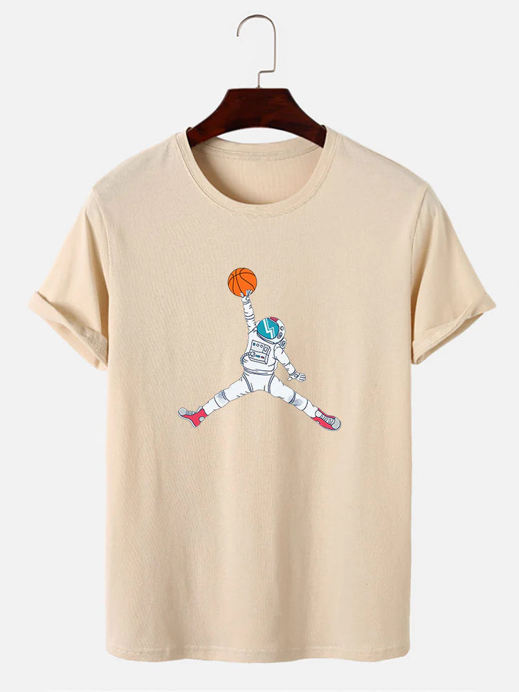 Basketball Astronaut Print T-Shirt-Vacay Outfit