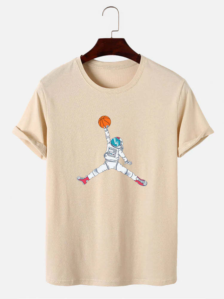 Basketball Astronaut Print T-Shirt-Vacay Outfit
