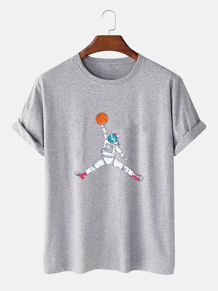 Basketball Astronaut Print T-Shirt-Vacay Outfit