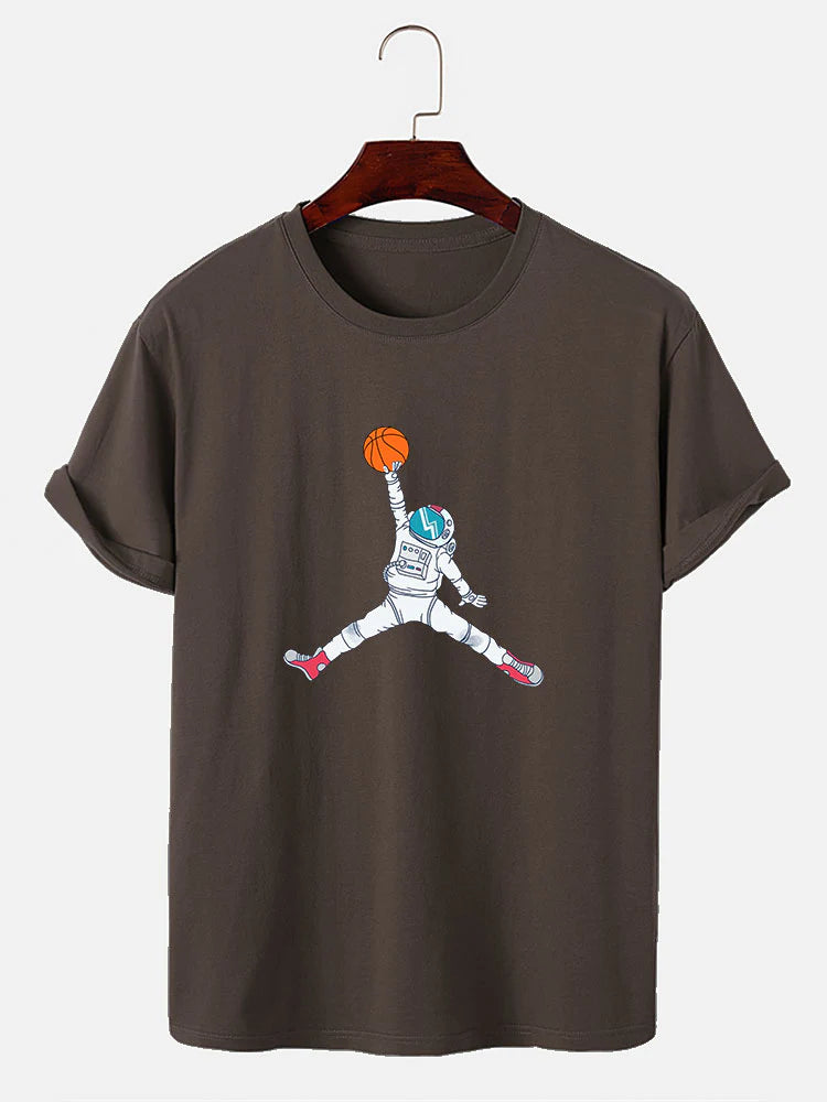 Basketball Astronaut Print T-Shirt-Vacay Outfit