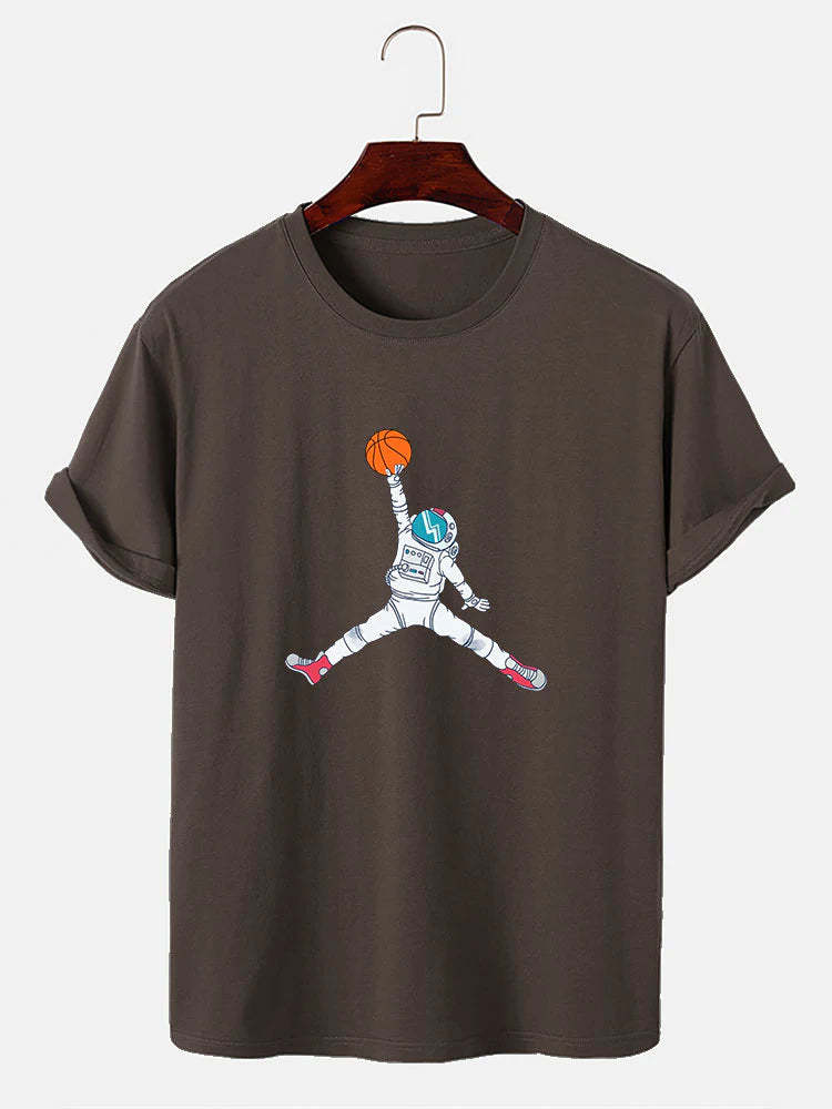 Basketball Astronaut Print T-Shirt-Vacay Outfit