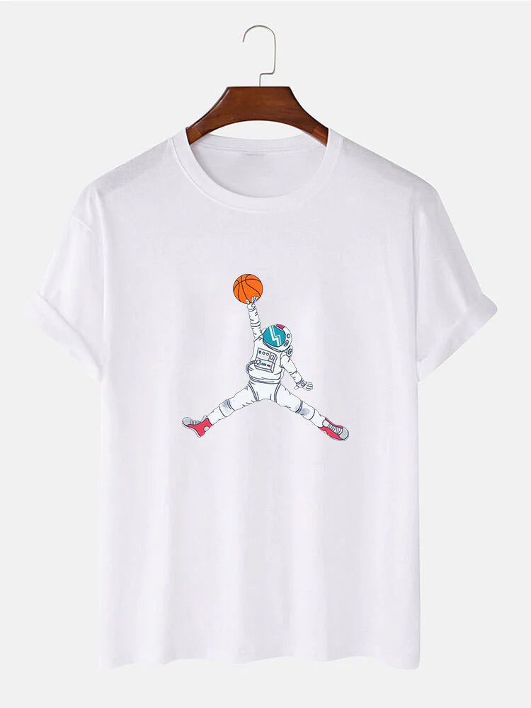 Basketball Astronaut Print T-Shirt-Vacay Outfit