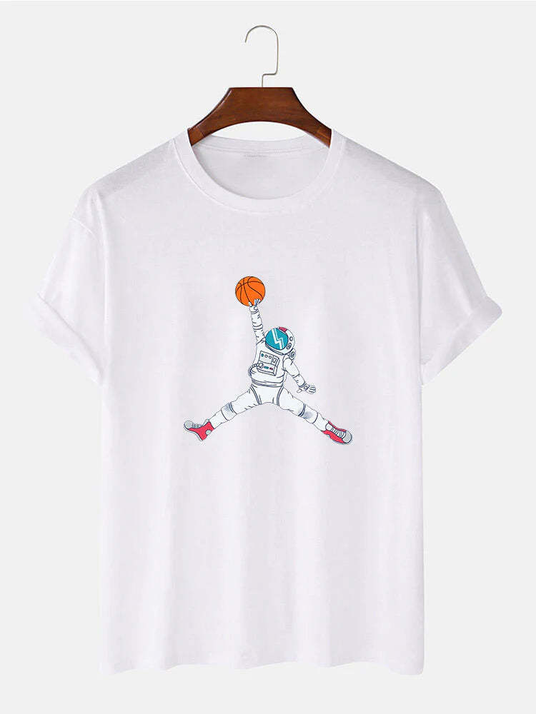 Basketball Astronaut Print T-Shirt-Vacay Outfit
