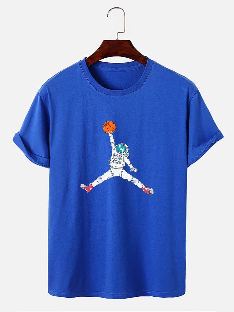 Basketball Astronaut Print T-Shirt-Vacay Outfit