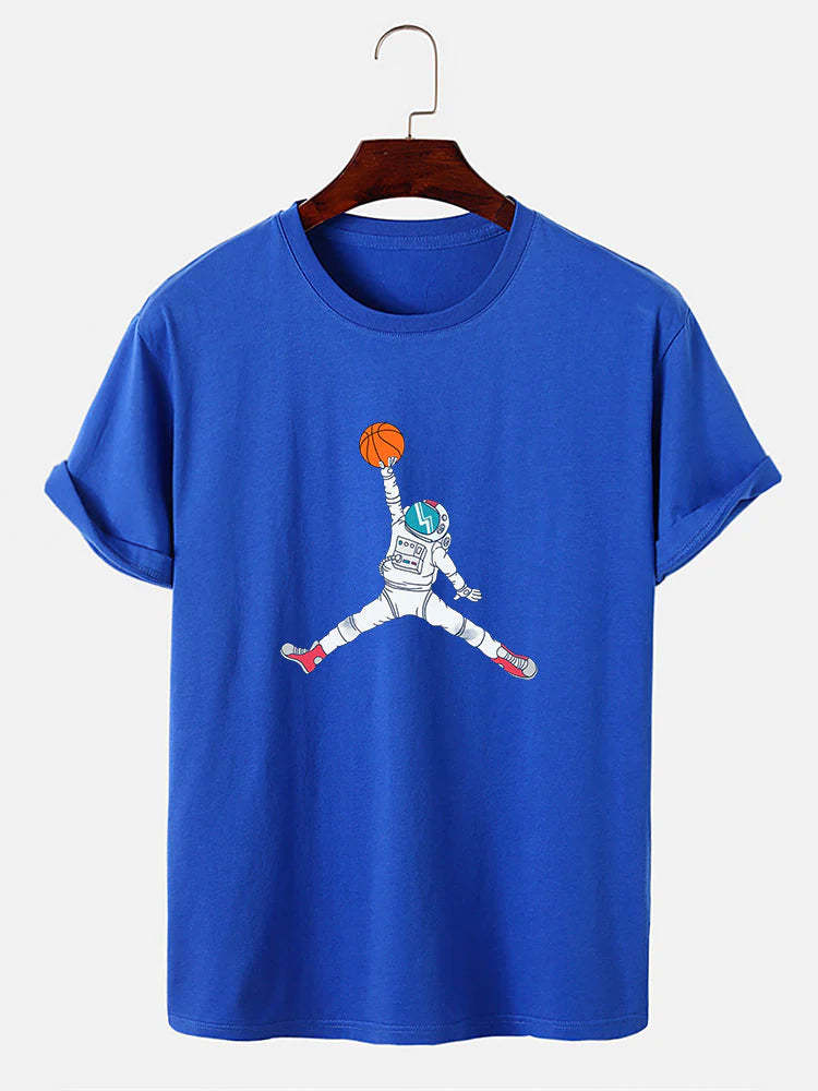 Basketball Astronaut Print T-Shirt-Vacay Outfit