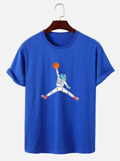 Basketball Astronaut Print T-Shirt-Vacay Outfit