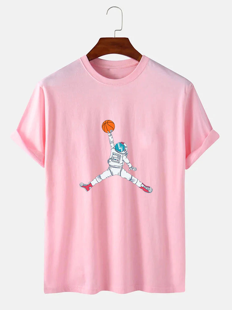 Basketball Astronaut Print T-Shirt-Vacay Outfit