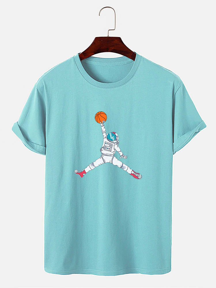 Basketball Astronaut Print T-Shirt-Vacay Outfit