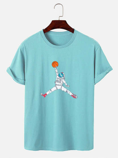 Basketball Astronaut Print T-Shirt-Vacay Outfit