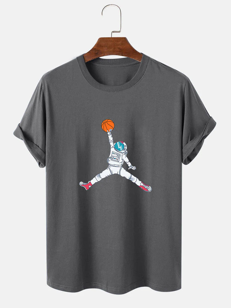 Basketball Astronaut Print T-Shirt-Vacay Outfit