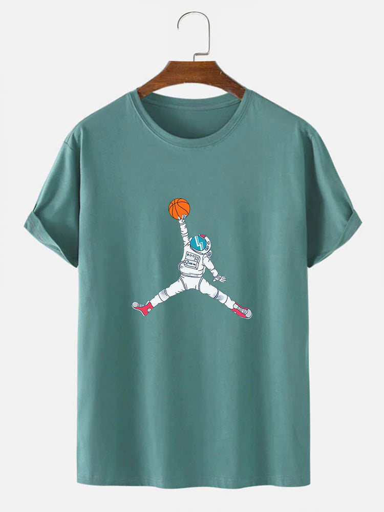 Basketball Astronaut Print T-Shirt-Vacay Outfit