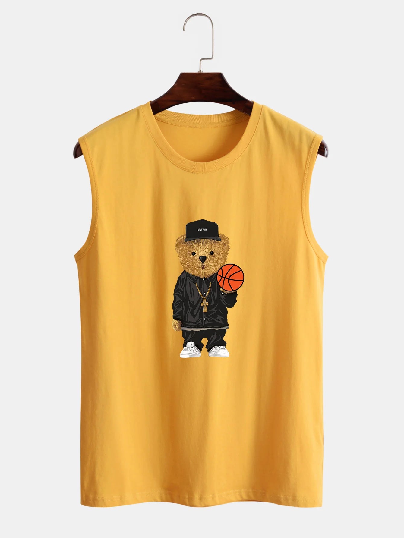 Basketball Bear Print Tank Top-Vacay Outfit