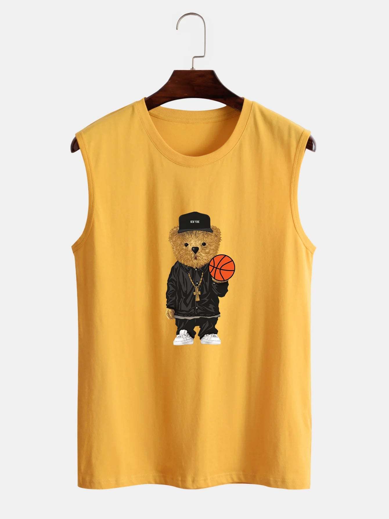 Basketball Bear Print Tank Top-Vacay Outfit