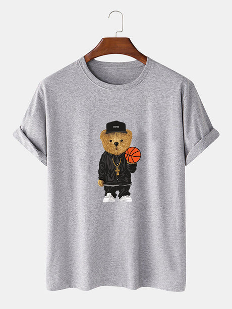 Basketball Bear Printed T-Shirt-Vacay Outfit
