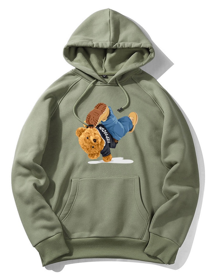 Break Dance Bear Print Hoodie-Vacay Outfit