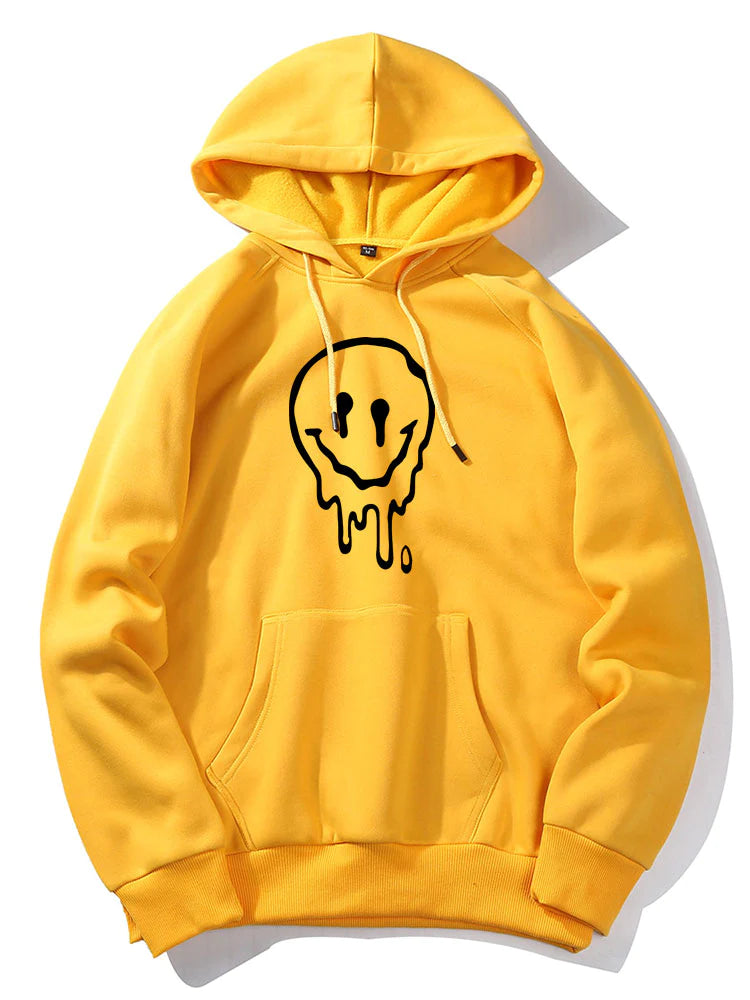 Smiley Print Hoodie-Vacay Outfit