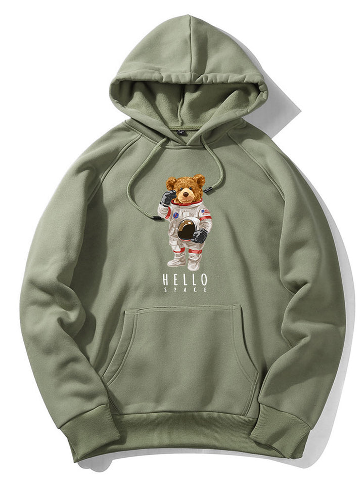 Astronaut Bear Print Hoodie-Vacay Outfit