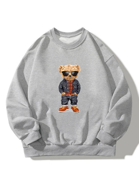 Denim Bear Crew Neck Sweatshirt-Vacay Outfit