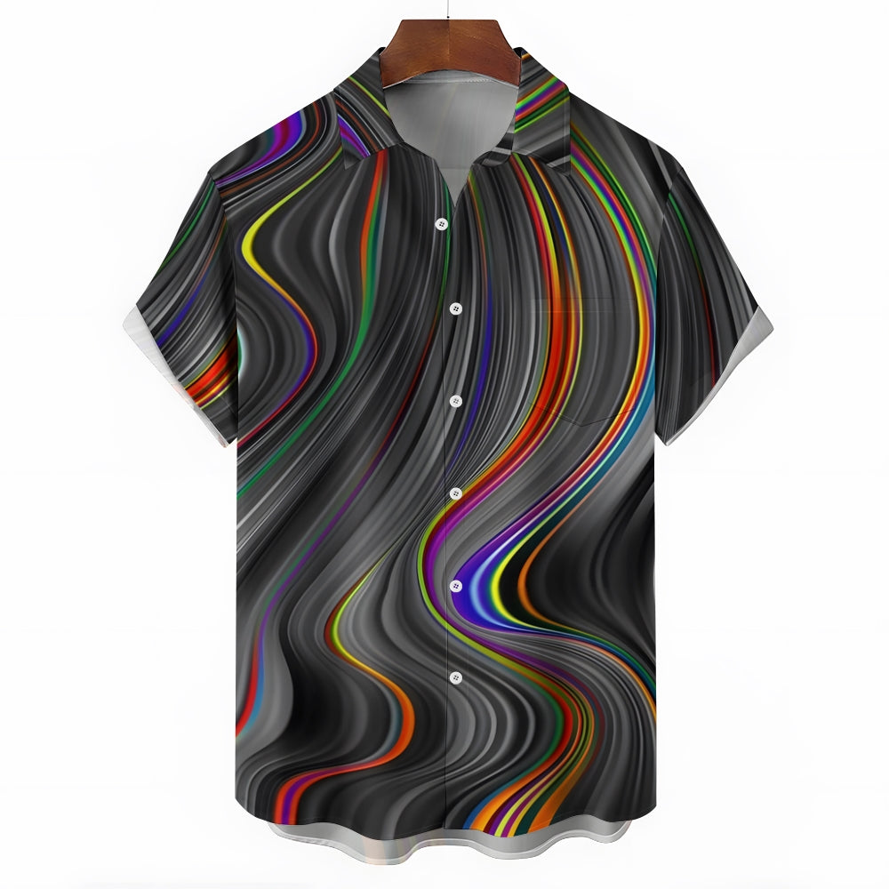 Hawaiian Abstract Print Casual Short Sleeve Shirt-Vacay Outfit