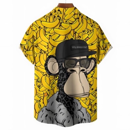 Hawaiian Fashion Banana Ape Casual Short Sleeve Shirt-Vacay Outfit