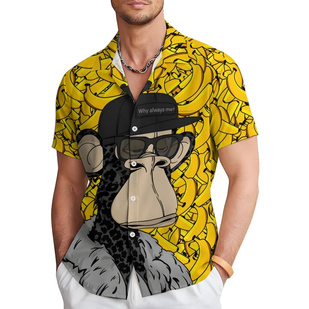 Hawaiian Fashion Banana Ape Casual Short Sleeve Shirt-Vacay Outfit